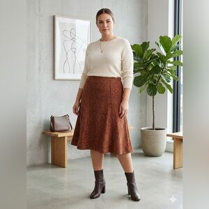 Coldwater Creek Fall Tweed A-Line Skirt XXL 20 Minimalist Boho Chic Rust Multi